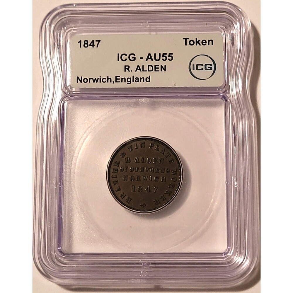Great Britain 1847 Norwich Merchant Token R Alden AU55 ICG